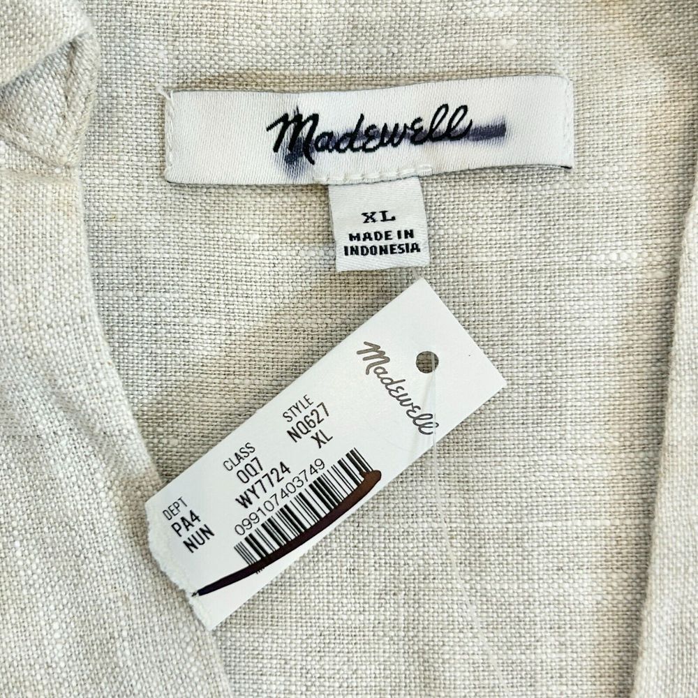 Madewell Mini Dress Womens XL V-Neck 100% Linen Boho Classic‎ Casual Preppy Chic - Picture 9 of 13